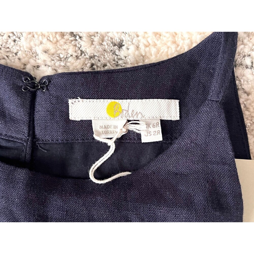 NWT Boden 100% Linen Wide Leg Jumpsuit Women's 2R Halter Neck Navy Blue Resort - Picture 6 of 13